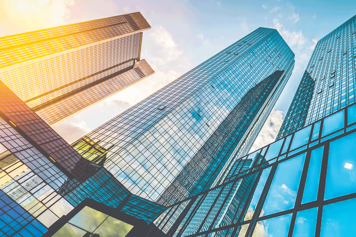 Façade en verre d'indium