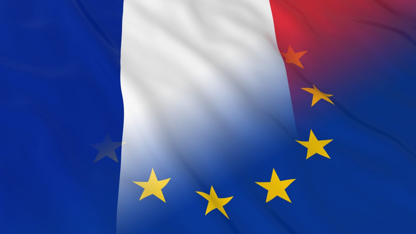 Drapeau français et drapeau européen fusionné